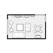 Living room floor plan with furniture coloring page