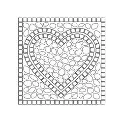 Heart made of mosaic stones coloring page