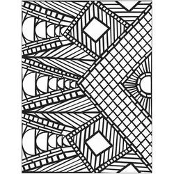 Mosaic geometric pattern with diamonds and crisscross lines coloring page
