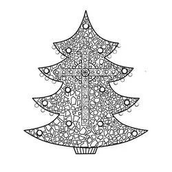 Christmas tree mosaic with ornaments coloring page