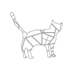 Mosaic cat standing in profile coloring page