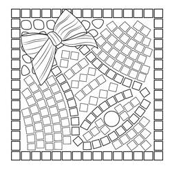 Mosaic bell decorated with a bow coloring page