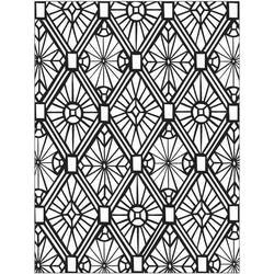 Geometric mosaic pattern with radiating motifs coloring page