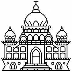 Palace with domes and towers coloring page