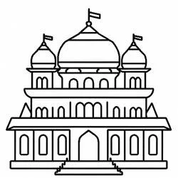 Palace with domes and flags coloring page