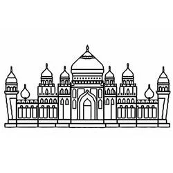 Grand palace with arched entrance and columns coloring page