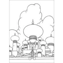 Palace with staircase and sandy minarets coloring page