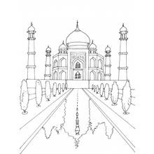 Taj Mahal palace with reflecting pool coloring page