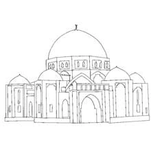 Palace with a domed roof and arched doorways coloring page
