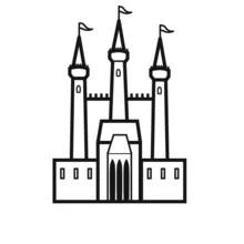 Palace with three tall towers coloring page