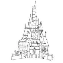 Fairy tale palace with tall towers coloring page
