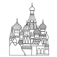 Palace with onion domes and towers coloring page