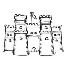 Palace with six towers and a flag coloring page