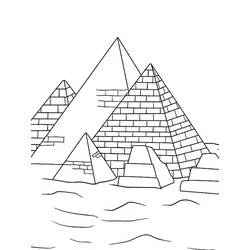 Pyramids of Giza in the desert coloring page
