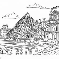 The Louvre - Free printable coloring pages