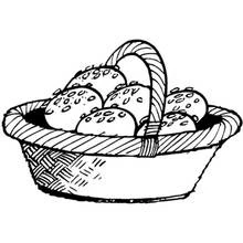 Basket of bread rolls coloring page