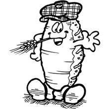 Baker bread character with wheat stalk coloring page