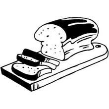 Sliced bread loaf on a cutting board coloring page