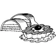 Loaves of bread and a fried egg tart coloring page