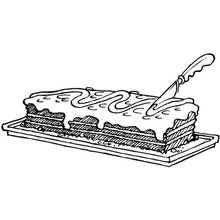 Layer cake being iced with a knife coloring page