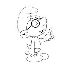 Baker smurf raising a finger to explain coloring page