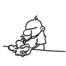 Baker kneading dough on the table coloring page