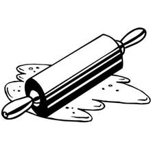 Rolling pin on a floury dough patch coloring page