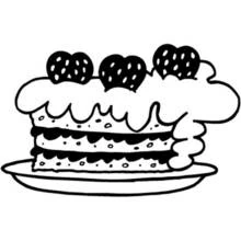 Layered cake with strawberries on a plate coloring page