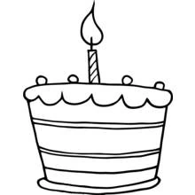 Birthday cake with a single candle coloring page