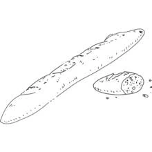 Baguette with a sliced piece of bread coloring page