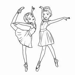 Ballerina Félicie and Camille dancing coloring page