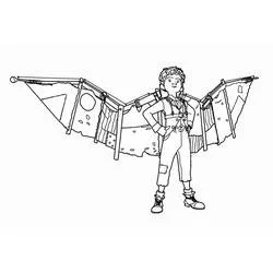 Ballerina boy with wing glider backpack coloring page
