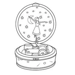 Ballerina inside a music box coloring page