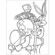 Bugs Bunny styling a client's hair with flowers coloring page