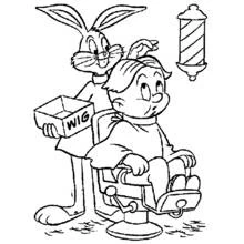 Bugs Bunny playing barber with Elmer Fudd coloring page