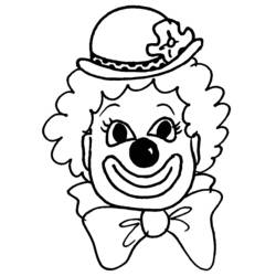 Clown face with hat and bow tie coloring page