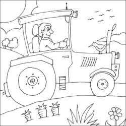 Farmer driving his tractor coloring page