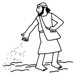 Farmer sowing seeds by hand coloring page