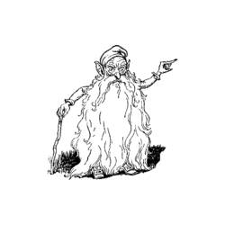 Magician with a long beard and walking stick coloring page