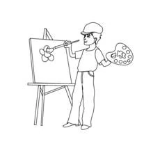 Painter working at his easel coloring page