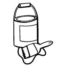 Paint can and brush coloring page