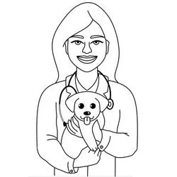 Veterinarian holding a puppy coloring page