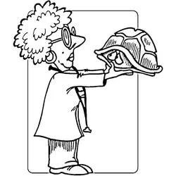 Veterinarian examining a turtle's mouth coloring page