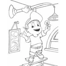 Adiboo changing a light bulb coloring page