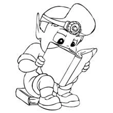 Adiboo reading a big book coloring page