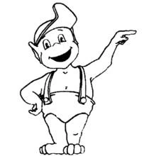 Adiboo pointing forward with a smile coloring page