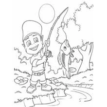 Adiboo fishing with a big catch coloring page