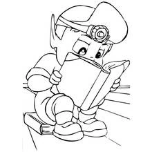 Adiboo reading a book coloring page