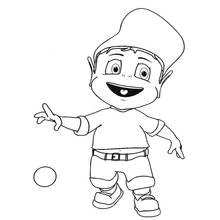 Adiboo smiling with a ball nearby coloring page