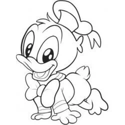 Baby Donald Duck crawling with a big smile coloring page